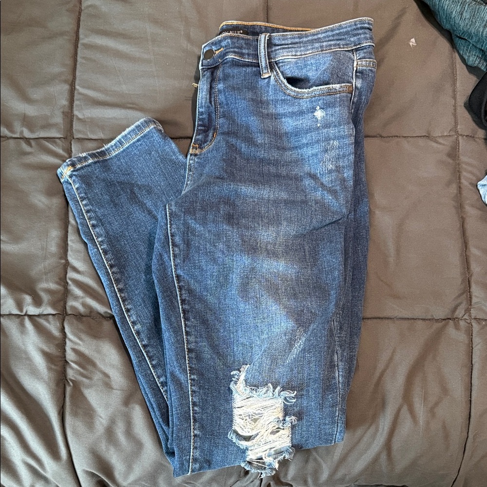 Judy Blue Women's Distressed Skinny Jeans - Blue
